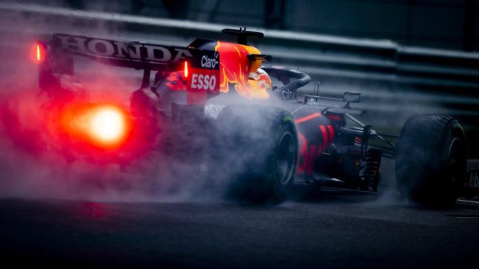 Max Verstappen in the wet at the Russian Grand Prix.