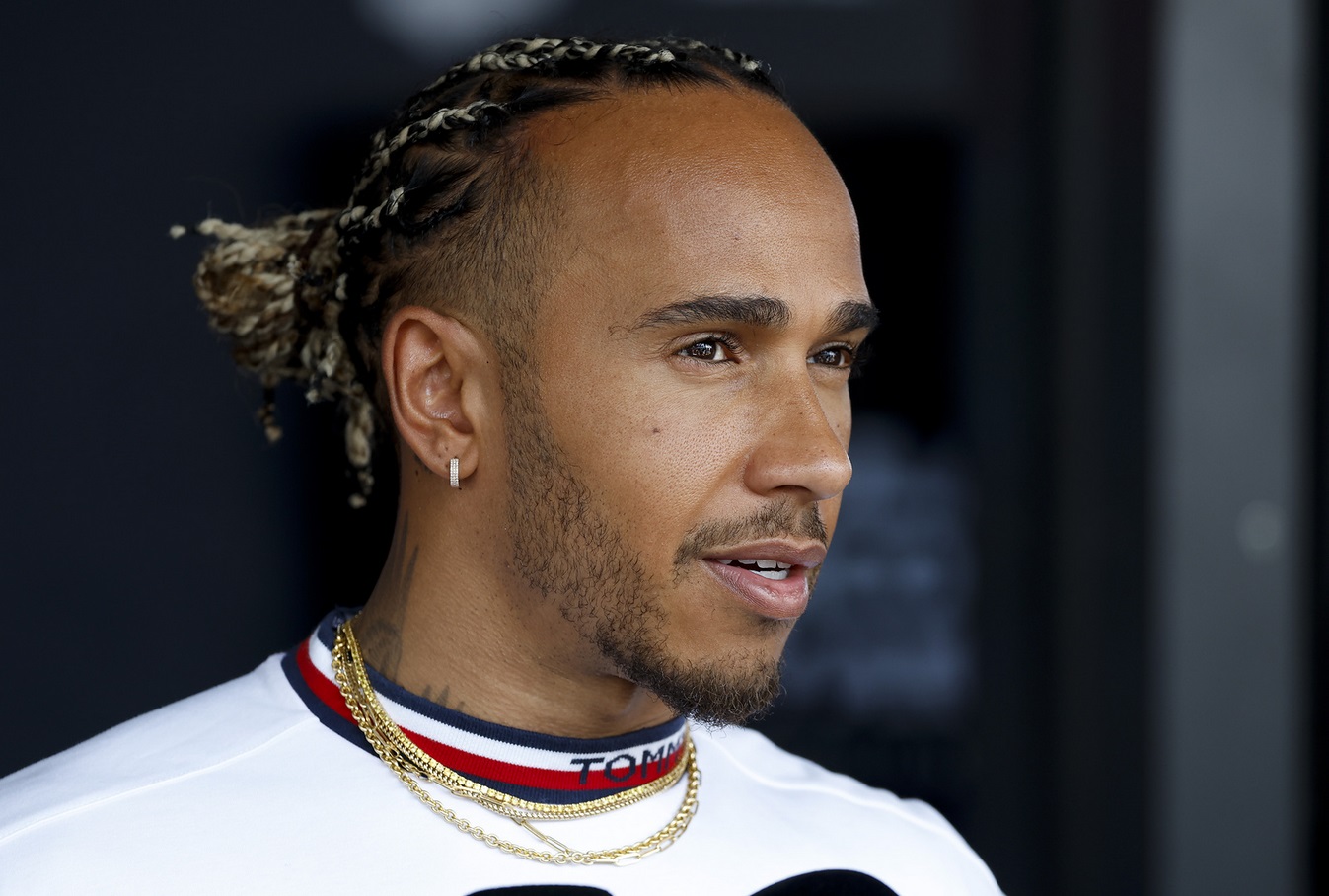 Lewis Hamilton répondant aux questions des journalistes au Grand Prix de Hongrie 2022